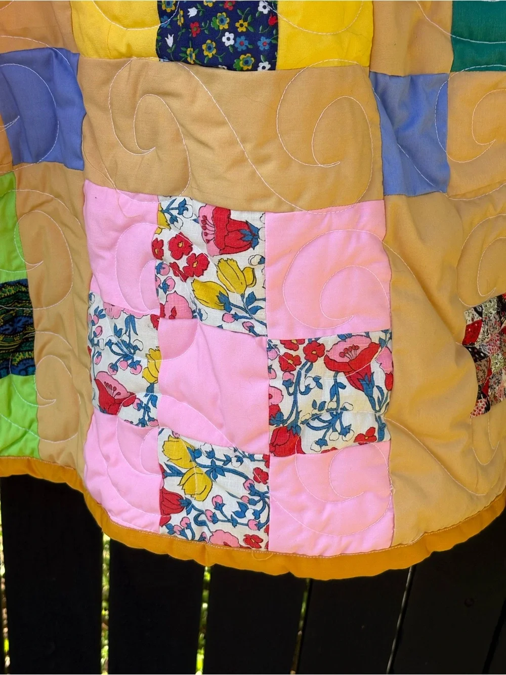 Colorful Patchwork Womans Hooded Jacket, upcycled - Picture 9 of 14